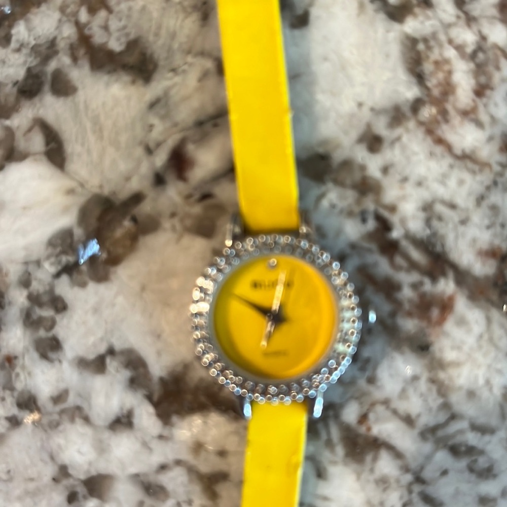 Bijou Bijou watch with Crystal face. With leather band. NWT yellow 🌼 Retro